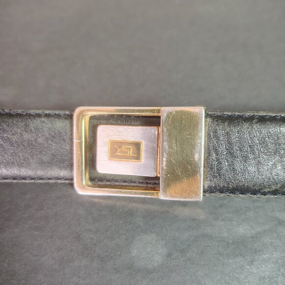 VINTAGE Yves Saint Laurent YSL Belt 42.5" 1" Black Leather Reversible Buckle - Picture 13 of 15